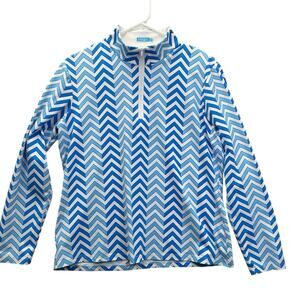 J McLaughlin Quarter Zip Long Sleeve Pullover Top Size XL Blue